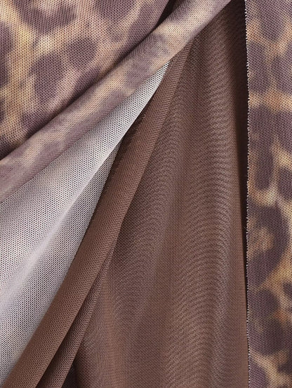 Halter Animal Printed Tulle Dress