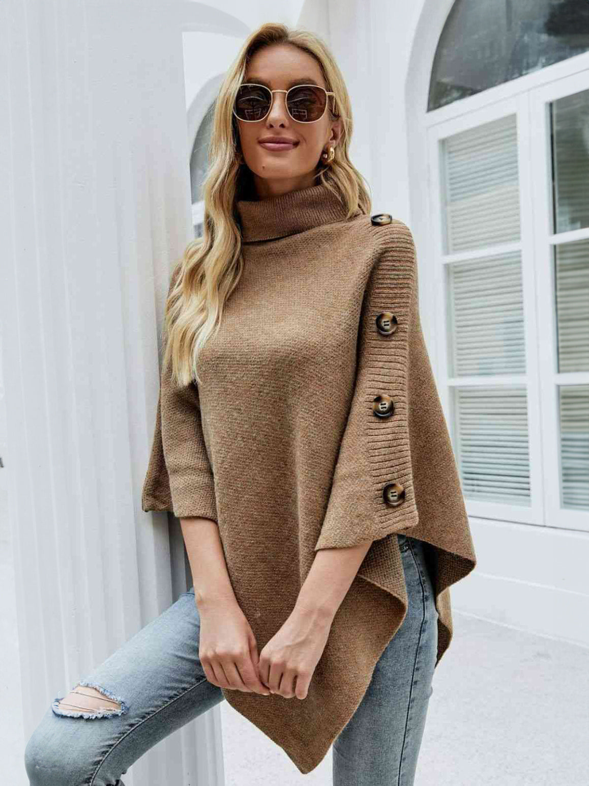 Poncho For Women High Collar Cape Spring Outerwear