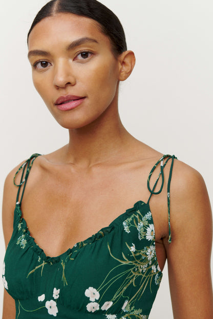 Floral Cami V-Neck Ruffle Mini Dress