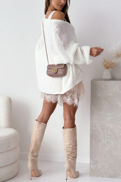 Margovil V Neck Drop Shoulder Slouchy Pullover Sweater