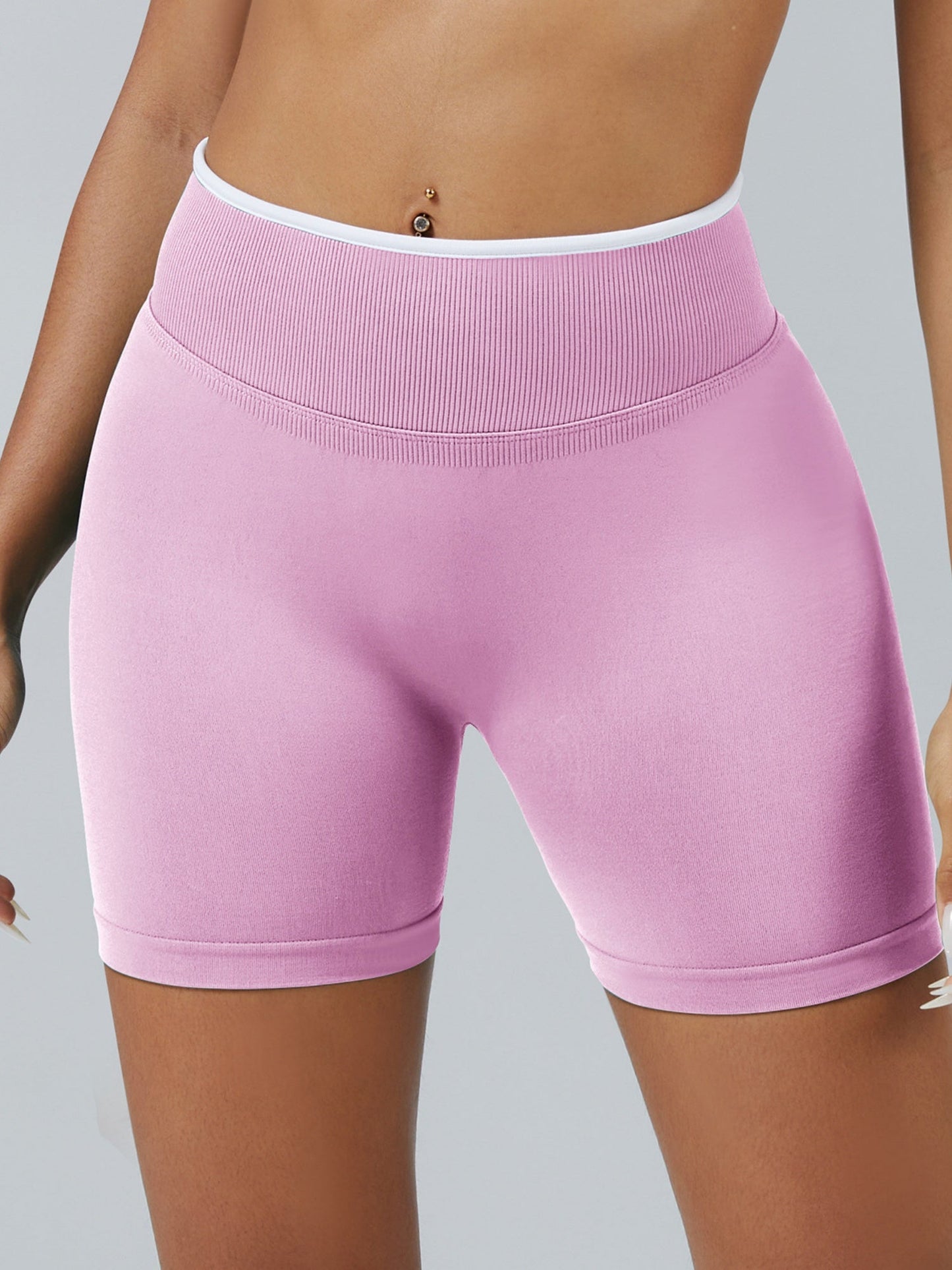Color Matching Seamless High-waisted Hip Lift Exercise Yoga Shorts
