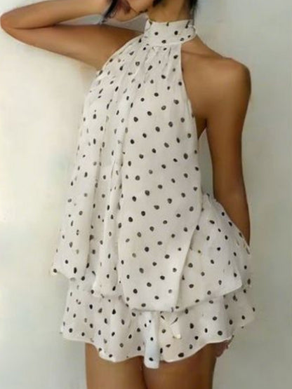 Chiffon Ruffle Halter Neck And Backless Mini&Short Dresses