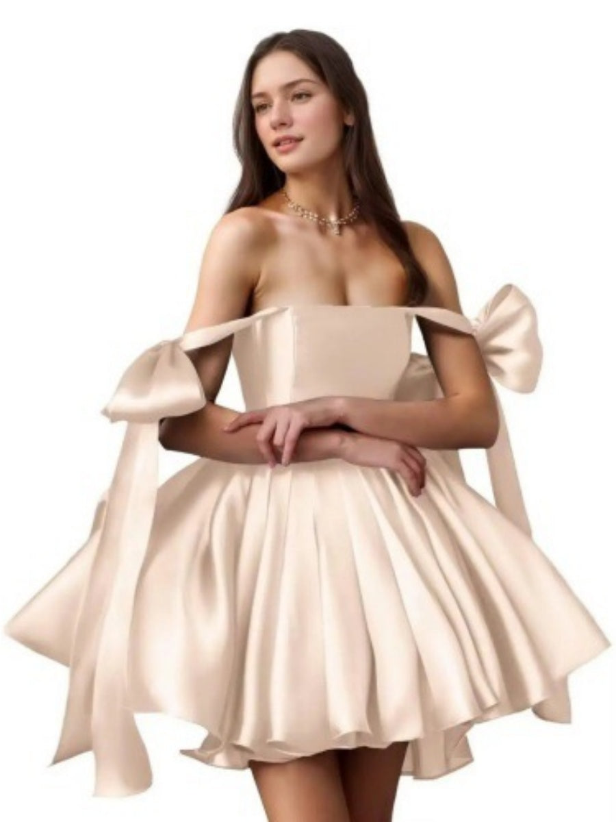 Strapless Satin Evening Dress
