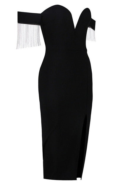Strapless Slit Bandage Dress