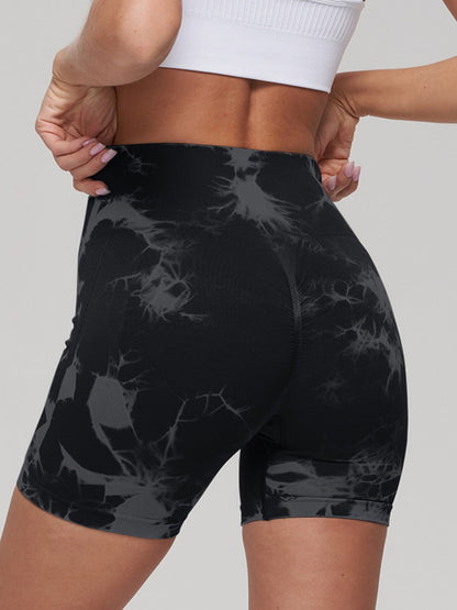 Seamless Tie-dye High-waisted, Tummy-flattening, And Butt-lifting Yoga Shorts