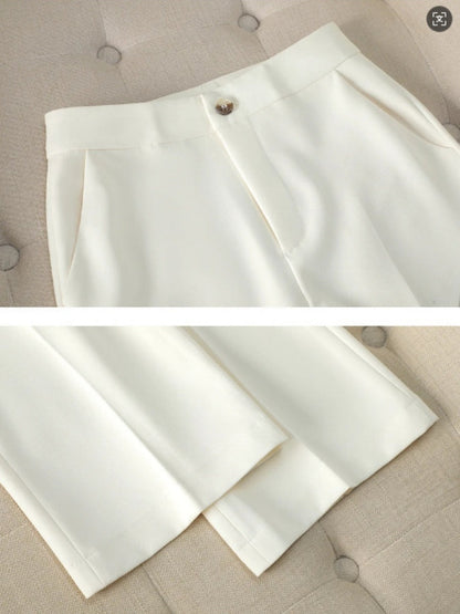 Solid Color Gold Button Decoration Blazers Trousers 2-piece Sets