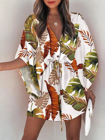 V-neck Tie For A Casual Vacation Look Mini&Short Dresses