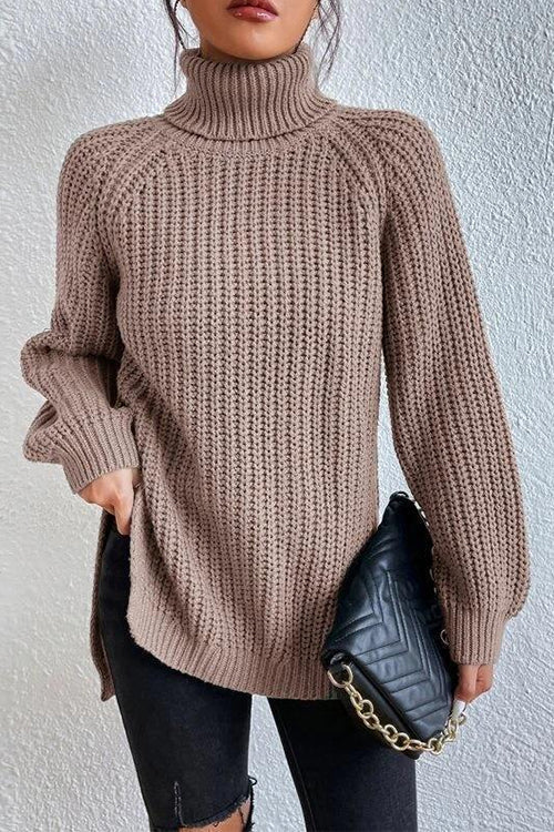 Margovil High Neck Side Slit Pullover Sweater