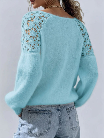 Lace Applique Loose-fit Sweaters