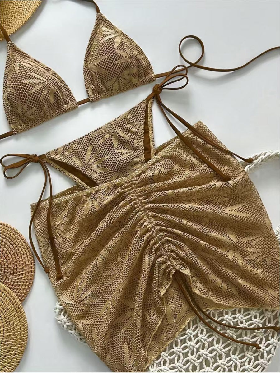 Drawstring Halter Set 3-piece Sets Bikinis