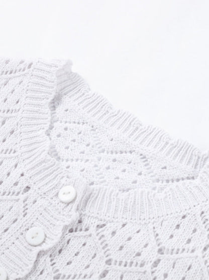 Comfortable And Casual Openwork Cropped Knit Shorts Two-piece Set