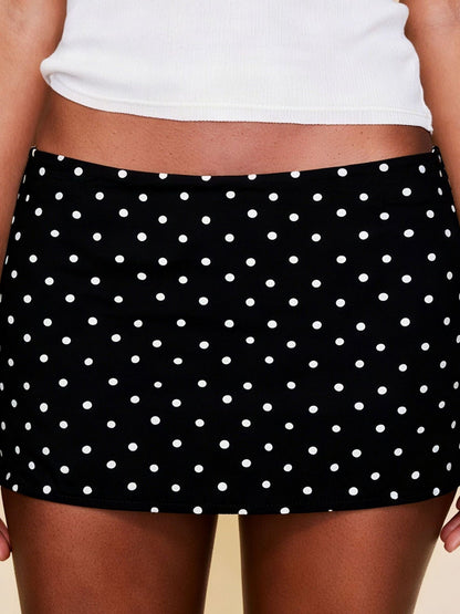 Polka Dots Hip Wrap Short Skirt