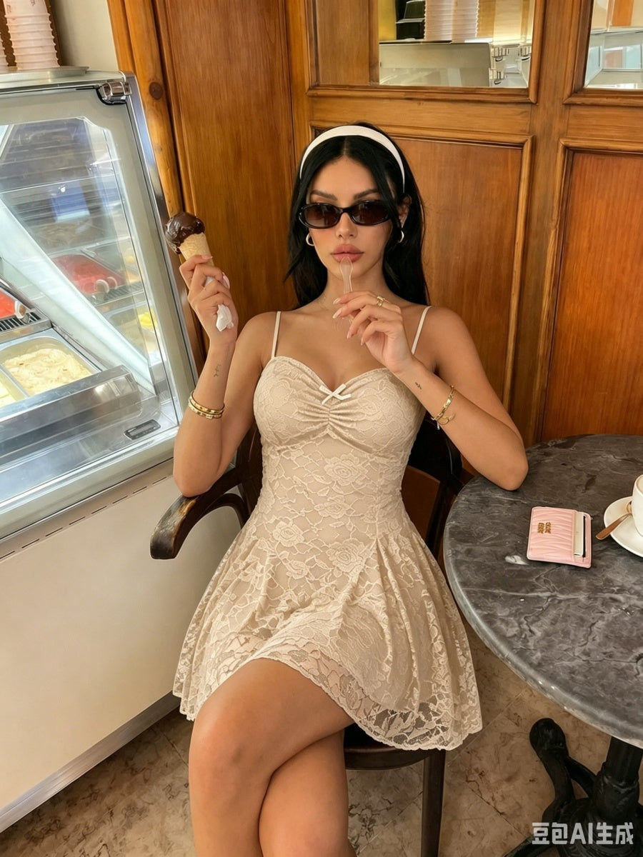 Lace Camisoles Waist Sweet Midi Dresses