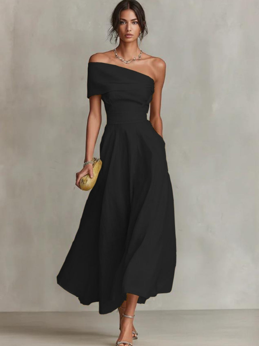 Waist Sloping Shoulders Backless Grace Midi Dresses