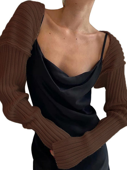 Knitted Long-Sleeve Cropped Top