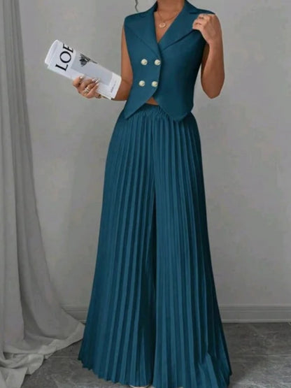 Pleated Pants Vest Grace Commuting Set 2-piece Sets