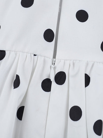 Polka Dots Printed A-line Halter Neck Short Dress
