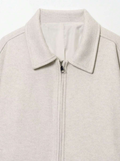 Autumn Minimalist Wool Blend Zip Lapel Jacket