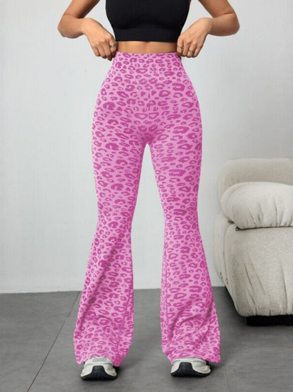 Leopard Print Abdominal Tightening And Buttock Lifting Flared Pants Fitness Exercise Pants