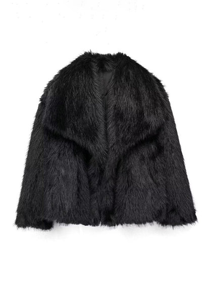 Faux Fur Coats Cozy Winter Women Chic Eco-friendly Fur Jacket In Burgundy