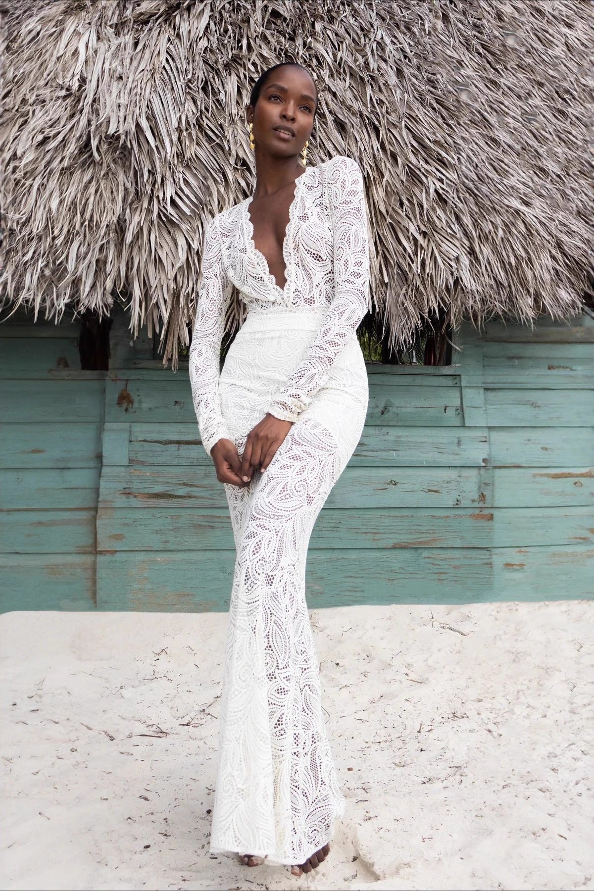 | Lace Cutout Bodycon Maxi Dress