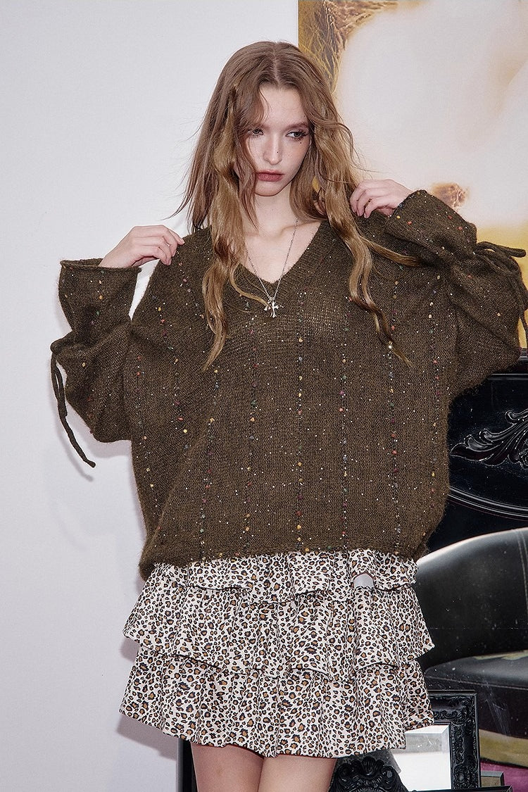 V Neck Long Sleeve Relaxed Sweater