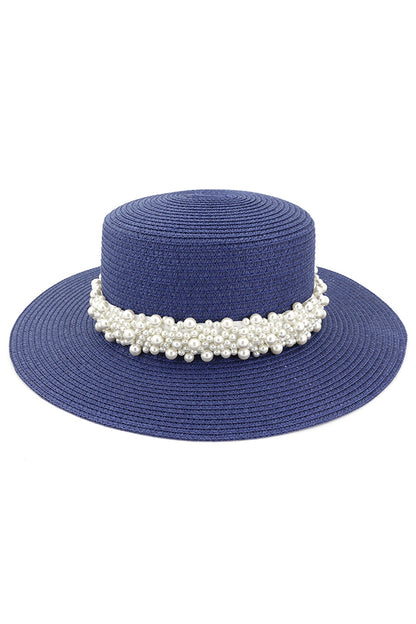 Pearl Embellished Beach Hat