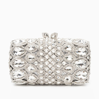 Reina Silver Rhinestones Crystal Clutch Bag