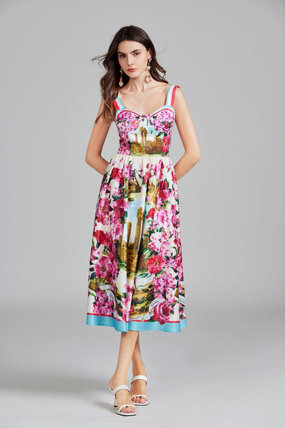 Print Halter A Line Long Dress