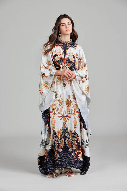 Print Floral Crew Neck With Slit Dress