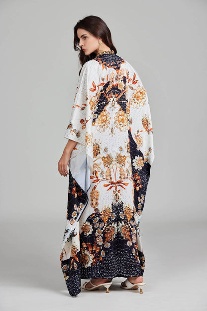 Print Floral Crew Neck With Slit Dress
