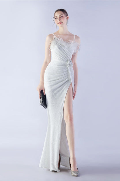 | Feather Embellished Maxi Dress