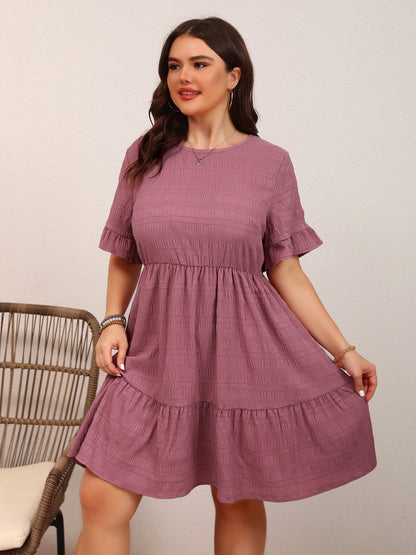 Plus Size Skirt Loose Casual Short Sleeve Waist Flowy Dress