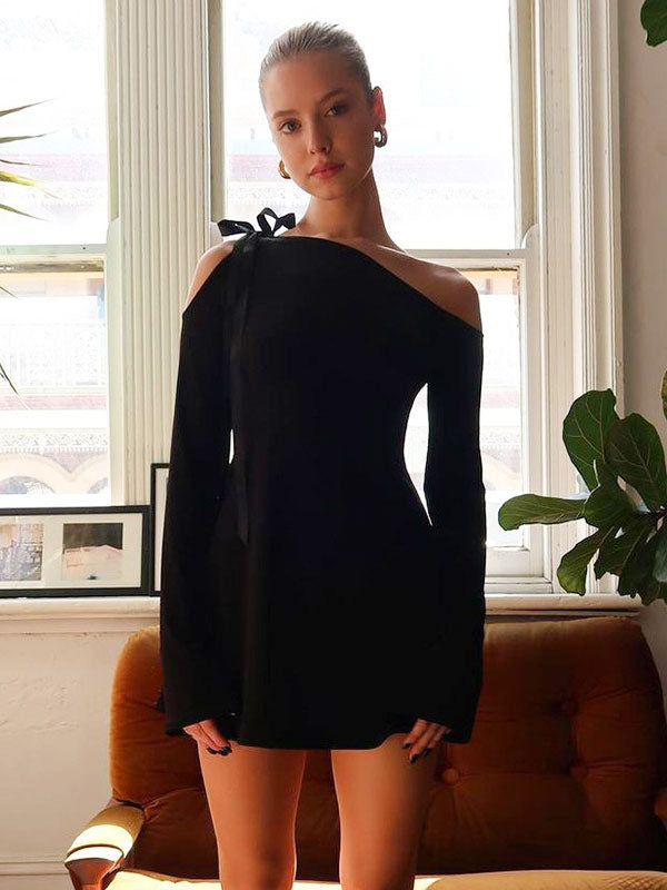 Bodycon Dresses Irregular Neck Long Sleeves Sexy Mini Dresses