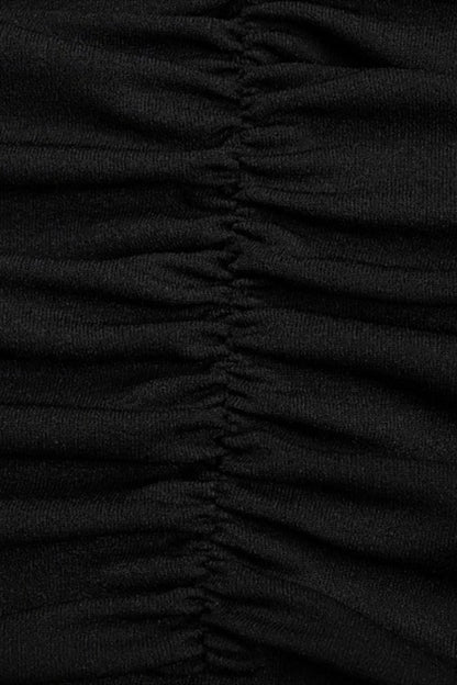 Off Shoulder Ruched Long Sleeve Metal Ornament Sash Detail Bodycon Mini Dress