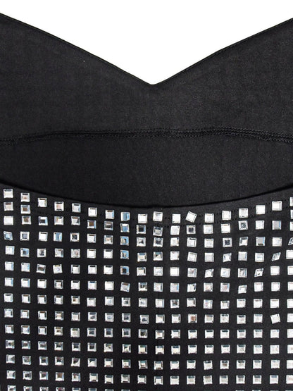 Neckband Rhinestone-studded Slim-fit Hip Wrap Sparkling Party Party Mini&Short Dresses
