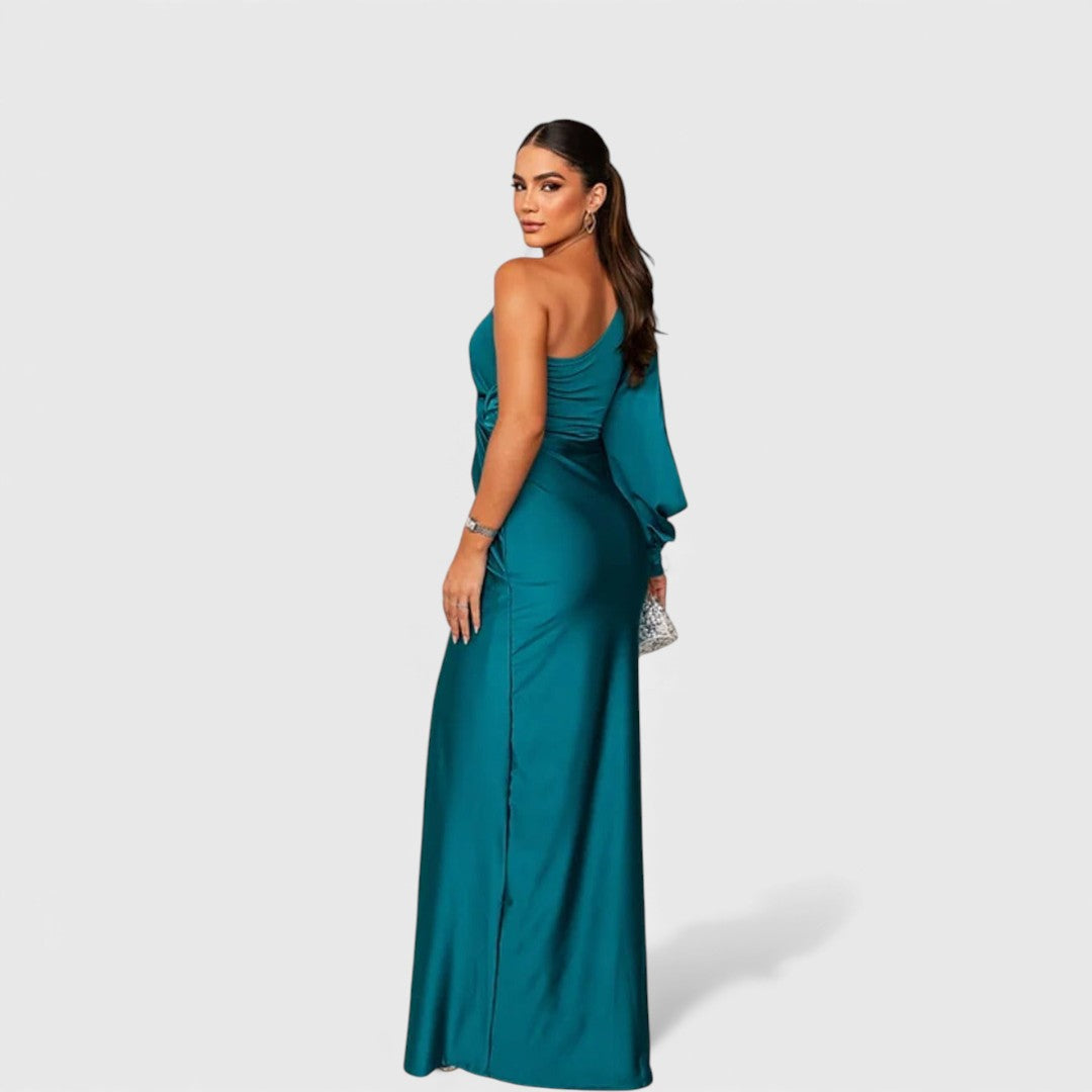 The Celeste — One-Shoulder Satin Maxi Dress