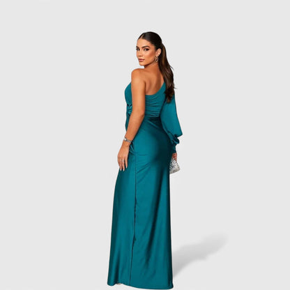 The Celeste — One-Shoulder Satin Maxi Dress