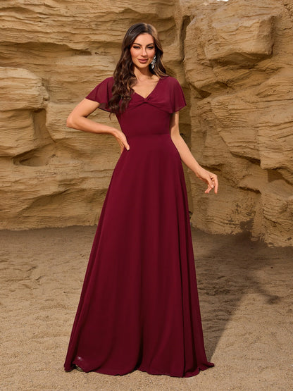 Bow Shawl Style Chiffon Temperament Formal Dress Maxi Dresses
