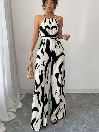 Milk-patterned Halter-neck Jumpsuit