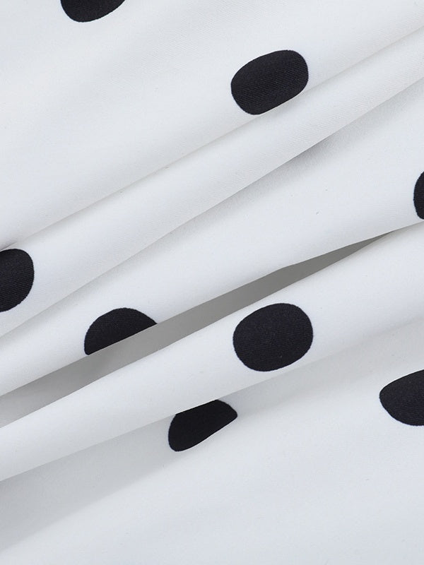 Polka Dots Printed A-line Halter Neck Short Dress