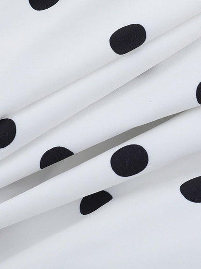 Polka Dots Printed A-line Halter Neck Short Dress