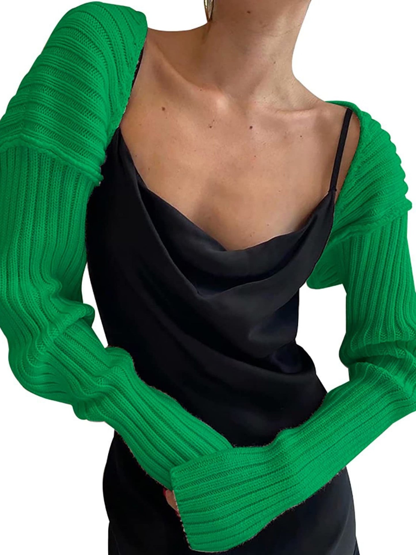 Knitted Long-Sleeve Cropped Top