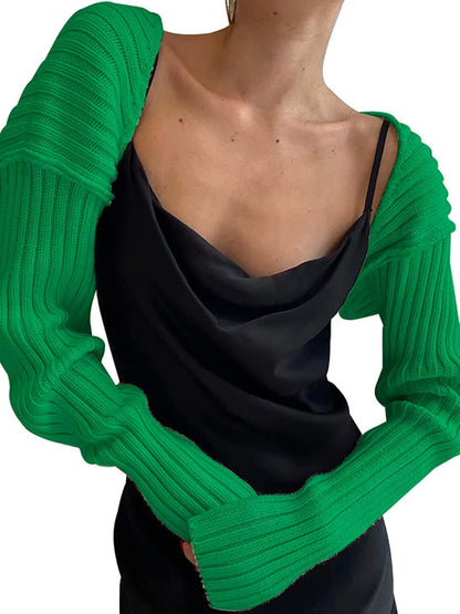 Knitted Long-Sleeve Cropped Top