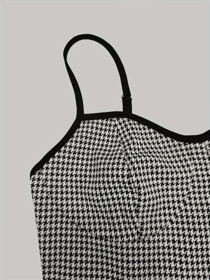 Plaid Camisoles Wide Leg Commuting Jumpsuits