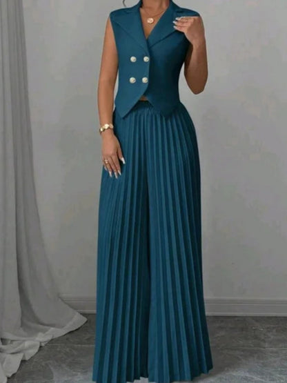 Pleated Pants Vest Grace Commuting Set 2-piece Sets