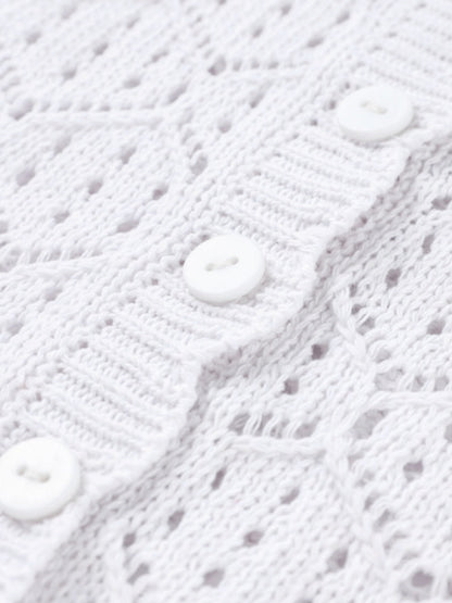 Comfortable And Casual Openwork Cropped Knit Shorts Two-piece Set