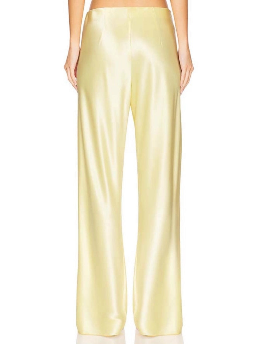 Solid Color Lace Stitching Strapless Top Wide-leg Pants 2-piece Sets