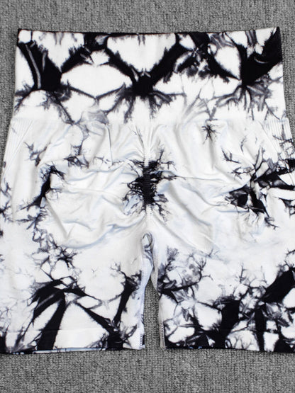 Seamless Tie-dye High-waisted, Tummy-flattening, And Butt-lifting Yoga Shorts