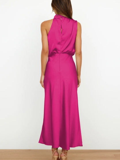 Satin Sleeveless Parties Bridesmaid Midi Dresses